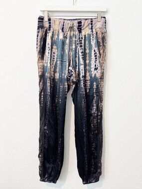 Hard Tail Satin Tie Dye Pants Size Small Pull On Eclectic Hippie Artsy Boho Edgy